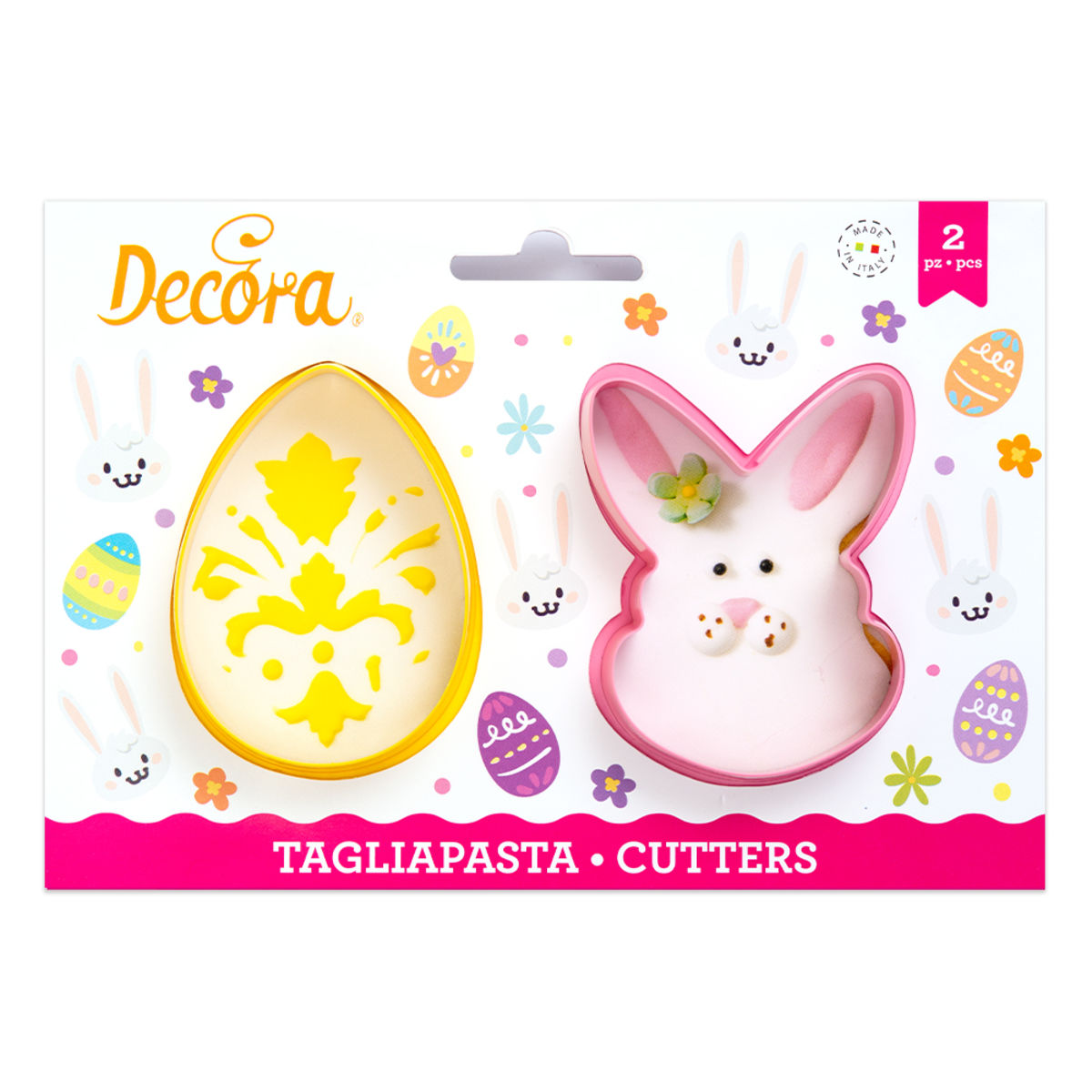 Lot de 2 emporte-pièces en plastique lapin et oeuf Pâques - Decora