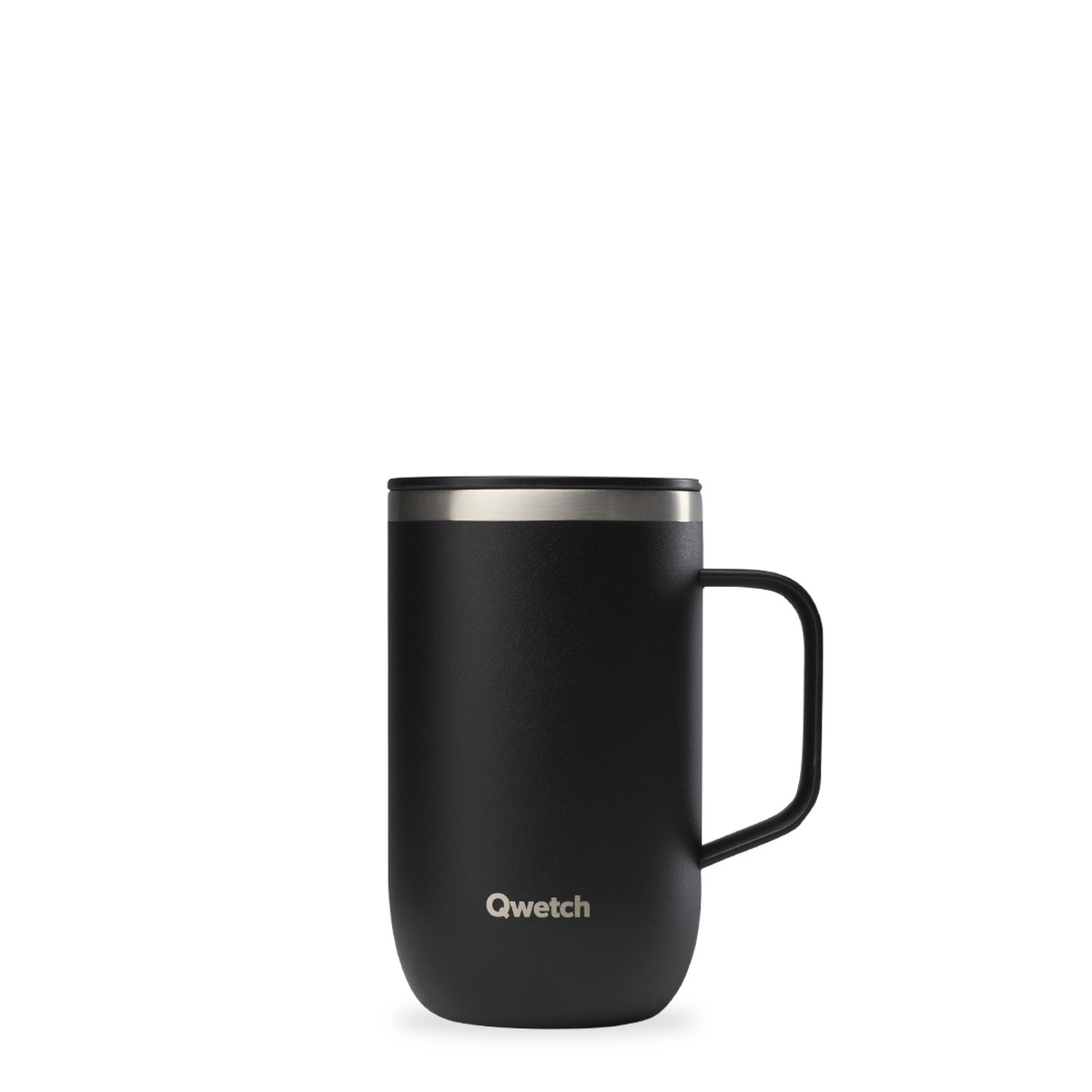 Travel mug isotherme avec anse  inox noir - 470ml- Qwetch