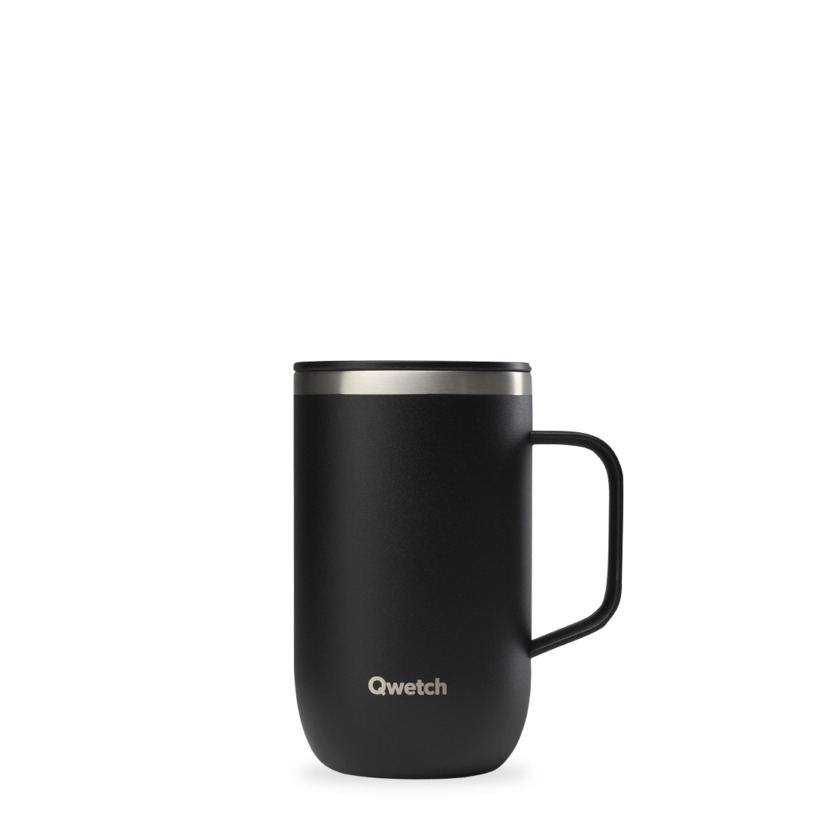 Travel mug isotherme avec anse  inox noir - 470ml- Qwetch