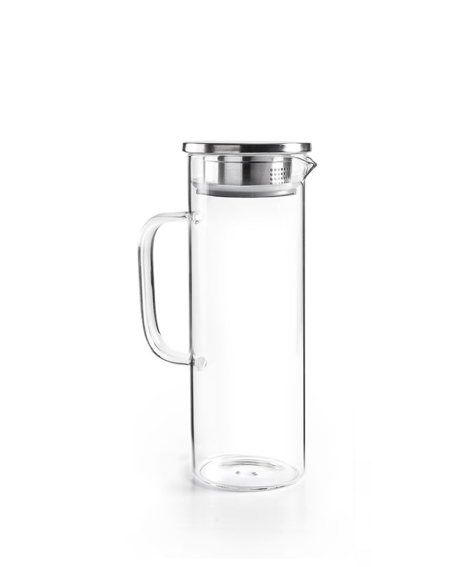 Pichet en verre borosilicate 1,1L avec bouchon filtre inox - Ibili