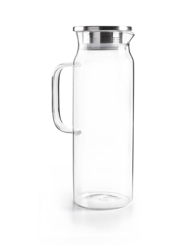 Pichet en verre borosilicate 1,5L avec bouchon filtre inox - Ibili