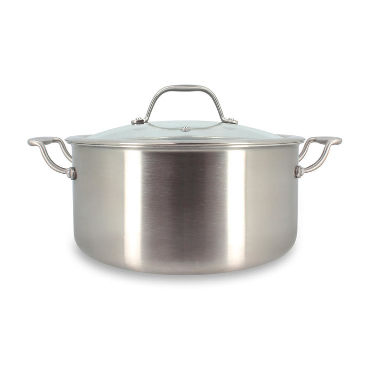 Faitout triply 24 cm inox avec couvercle verre sans PFAS - Menastyl