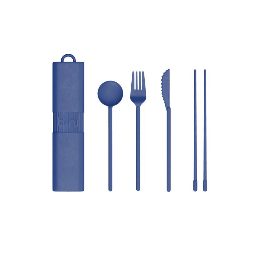 Set de couverts et baguettes bleu nuit - Bini