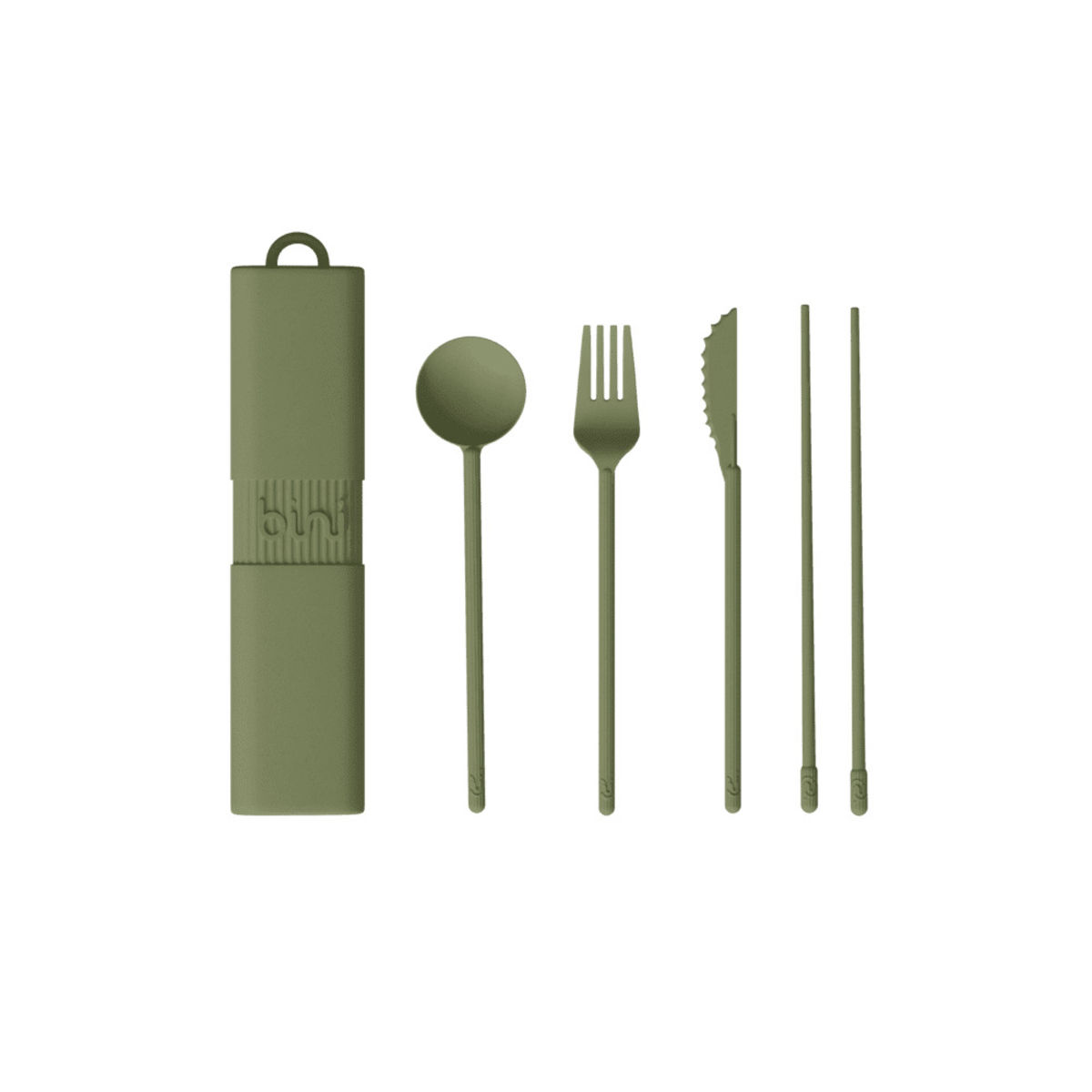 Set de couverts et baguettes vert olive - Bini