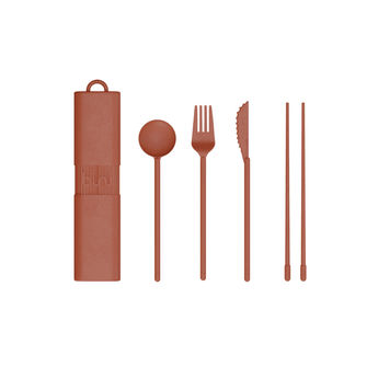 Achat en ligne Set de couverts et baguettes terracotta - Bini