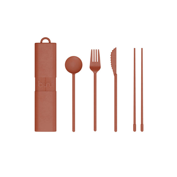 Set de couverts et baguettes terracotta - Bini