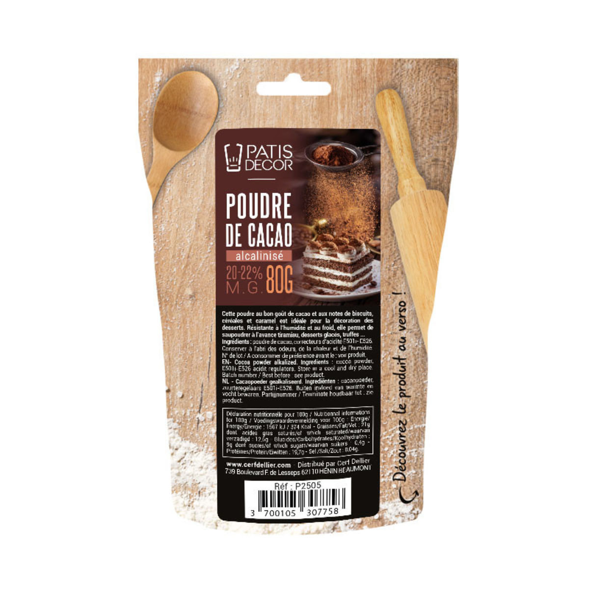 Poudre de cacao alcalinisé 80 gr - Patisdecor