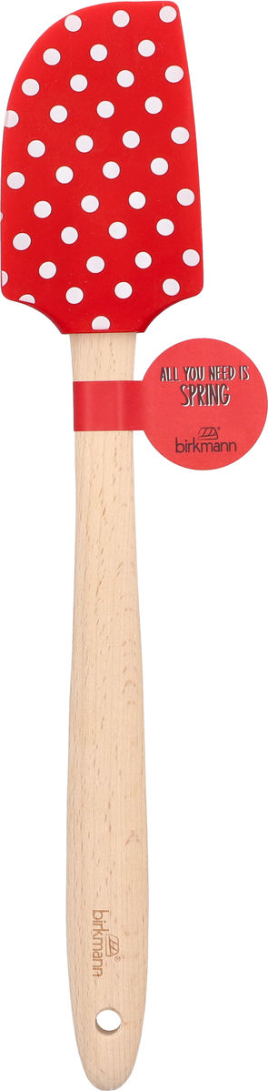 Spatule rouge à pois avec manche en bois 32.5 cm - Birkmann