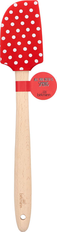 Spatule rouge à pois avec manche en bois 32.5 cm - Birkmann