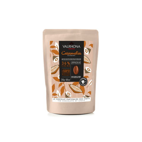 Chocolat à pâtisser lait Caramelia 36% 250 gr - Valrhona