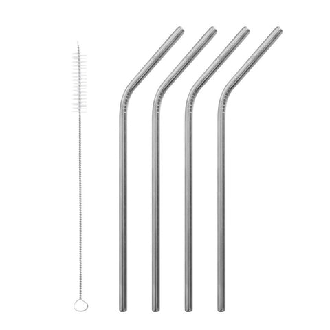 Lot de 4 pailles inox + brossé - Qwetch