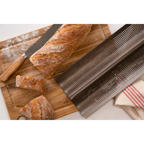 Plaque à 2 baguettes perforées en métal anti adhérent 38 x 1