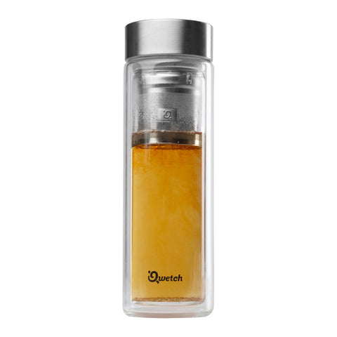 Théière verre double paroi inox 430 ml - Qwetch