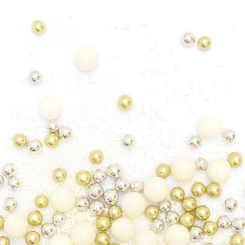 Décor parsemer Perles Blanc Or Argent 85 g - Scrapcooking