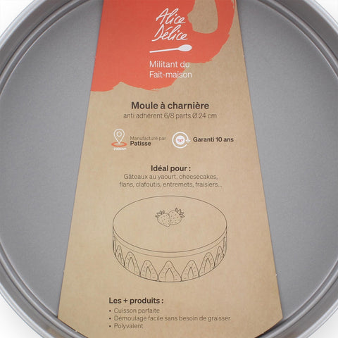 Moule à charnière en métal anti adhérent 6/8 parts 24 cm -