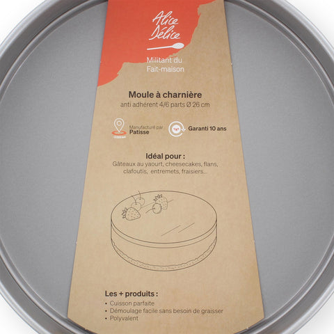 Moule à charnière en métal anti adhérent 8/10 parts 26 cm -