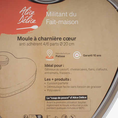 Moule à charnière coeur sans PFAS 12 cm - Alice Délice