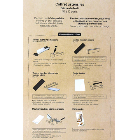 Coffret ustensiles bûche de Noël 30cm - Alice Délice