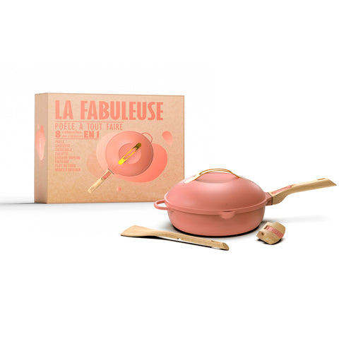 Poêle 8 en 1 La Fabuleuse 28 cm Pivoine sans PFAS - Cookut