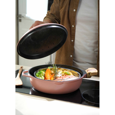 Poêle 8 en 1 La Fabuleuse 28 cm Pivoine sans PFAS - Cookut