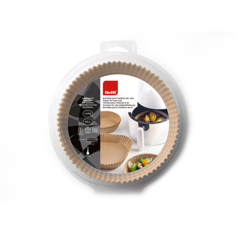 50 moules en papier pour airfryer ronds 16 cm - Ibili