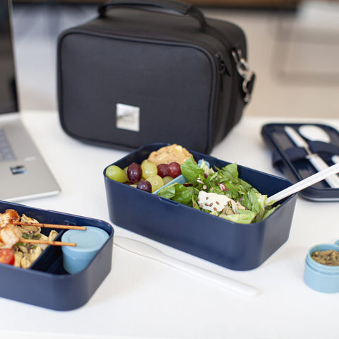 Bento encastrable 2 pots et couverts 1.5L bleu - Umami