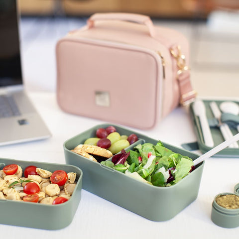 Bento encastrable 2 pots et couverts 1.5L vert - Umami