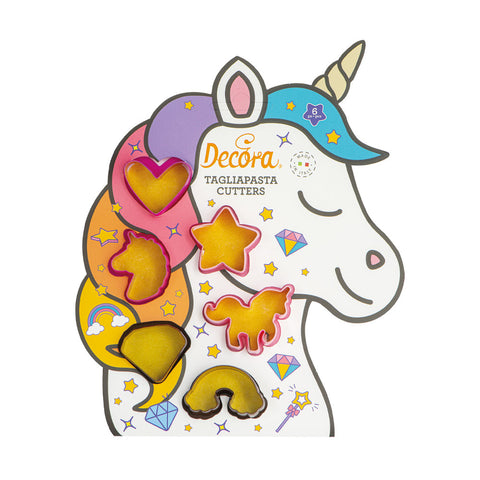 Kit 6 petits emporte-pièces en plastique : Licorne - Décora