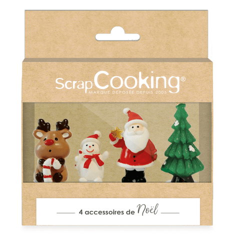 4 décors plastique de dessert Sweet Xmas - ScrapCooking