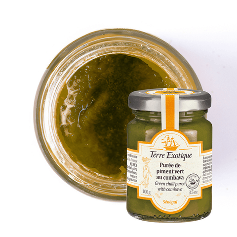 Purée de piment vert au combava 100 g - Terre Exotique